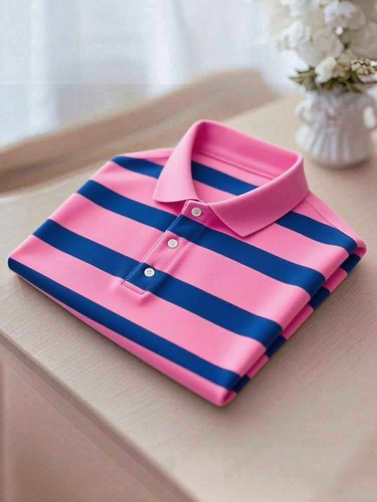 Men's Business Casual Logo Button Short Sleeve Polo Shirt