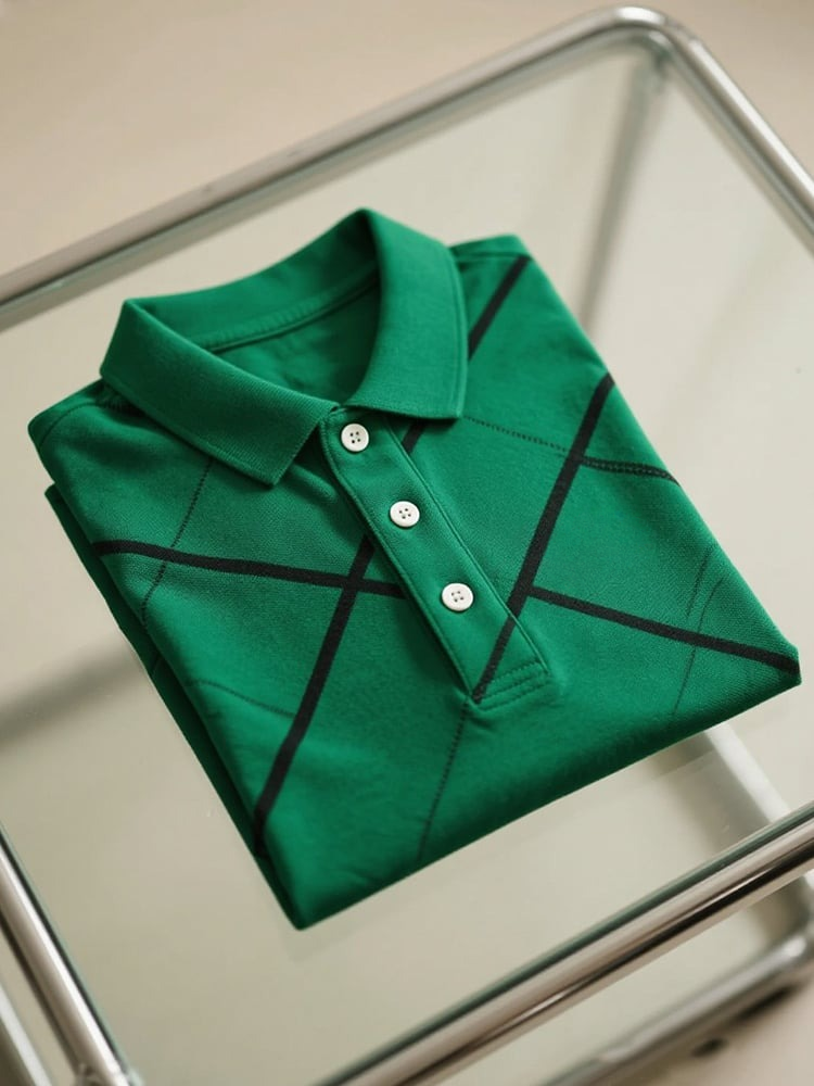 Men's Business Casual Button Short Sleeve Polo Shirt