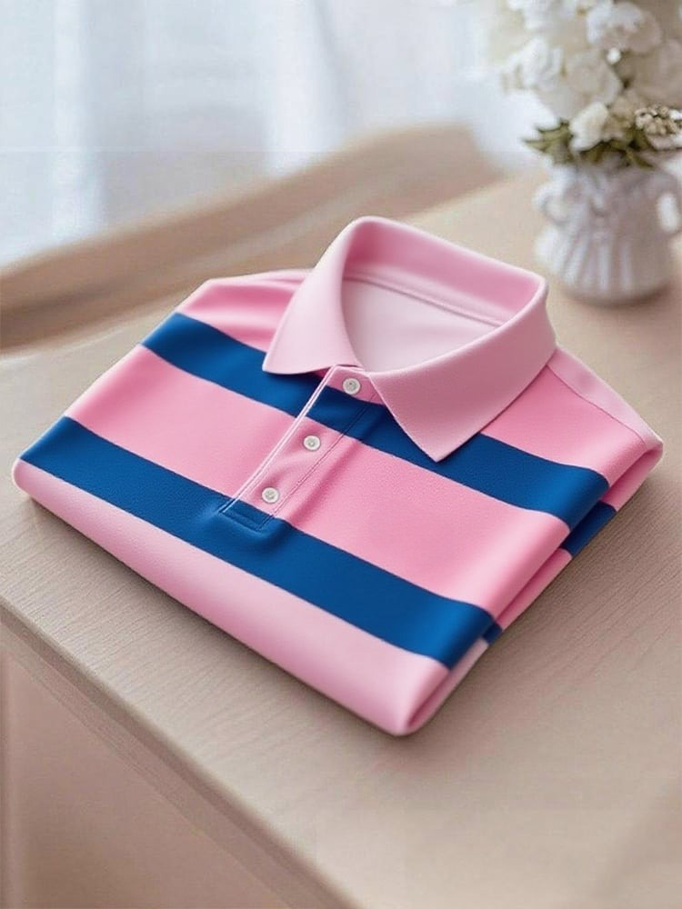 Men's Business Casual Button Short Sleeve Polo Shirt