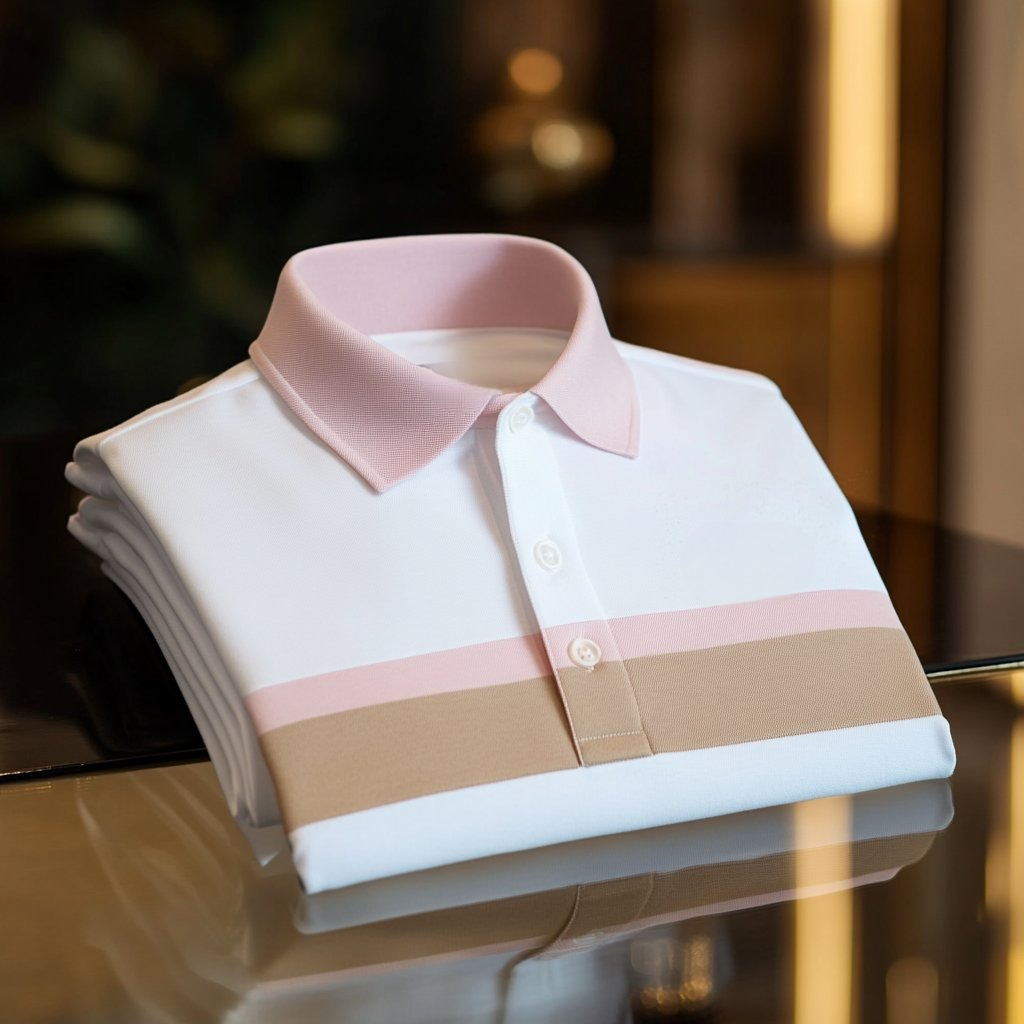 Men's Business Casual Embroidered   Button Short Sleeve Polo Shirt