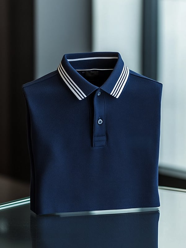 Men's Classic Business Solid Logo Button Short Sleeve Polo Shirt