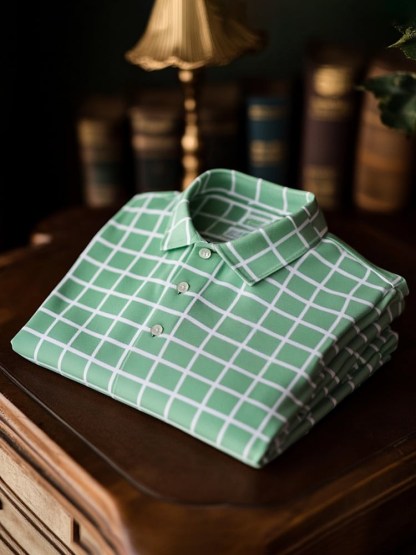 Men's Classic Business Logo Button Short Sleeve Polo Shirt