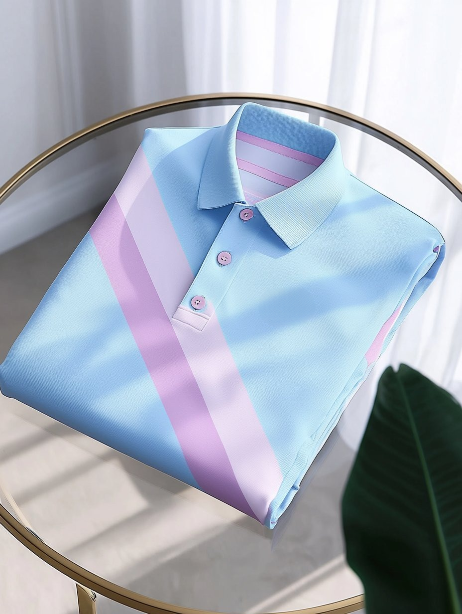 Men's Business Casual Embroidered   Button Short Sleeve Polo Shirt