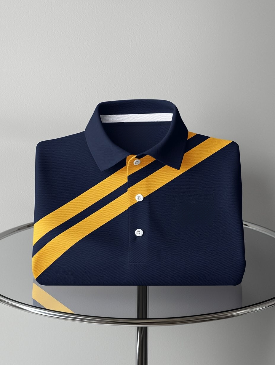 Men's Business Casual Embroidered   Button Short Sleeve Polo Shirt