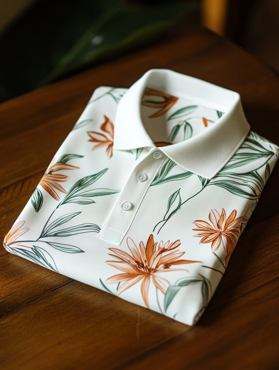 Men's Business Casual Fish Embroidered Button Short Sleeve Polo Shirt