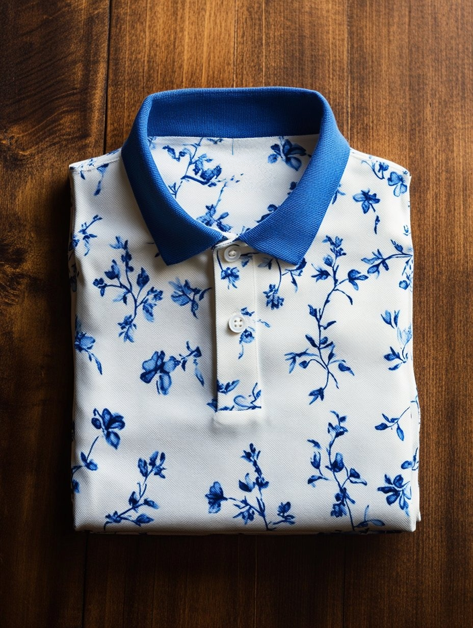 Men's Business Casual Fish Embroidered Button Short Sleeve Polo Shirt