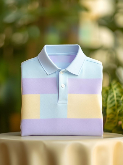 Men's Classic Business Logo Button Short Sleeve Polo Shirt