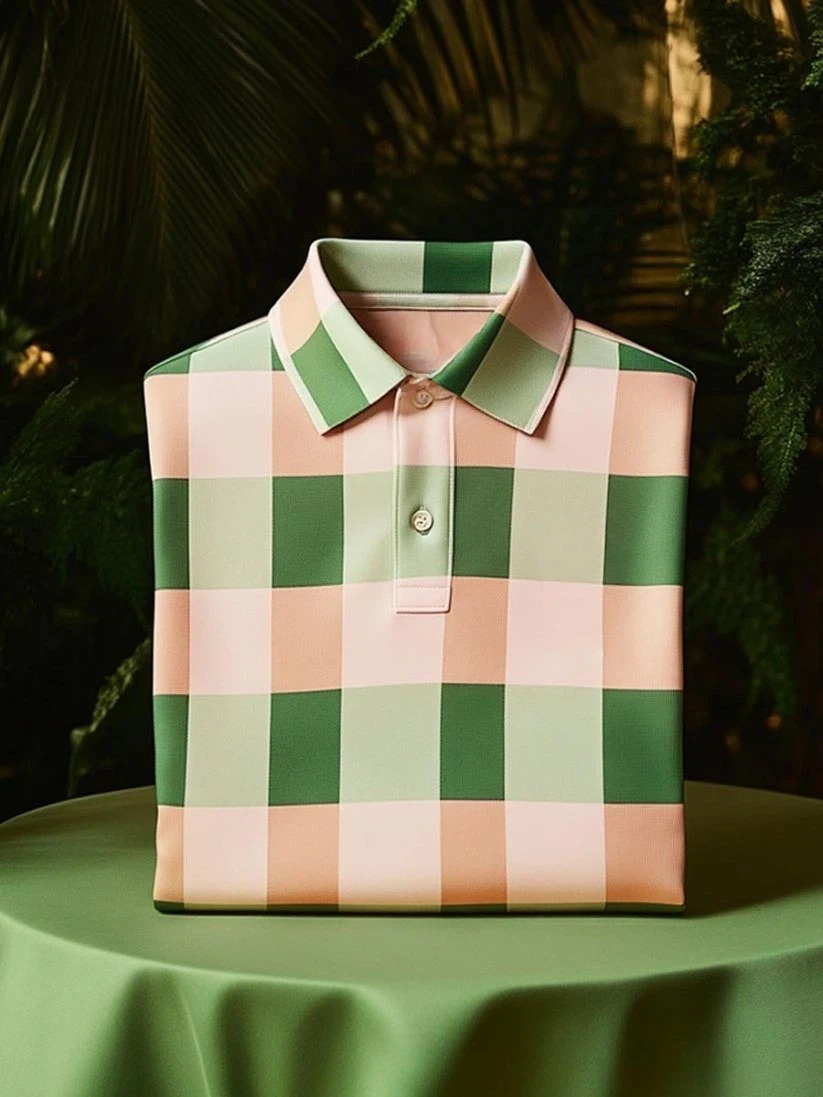 Men's Classic Business Logo Button Short Sleeve Polo Shirt