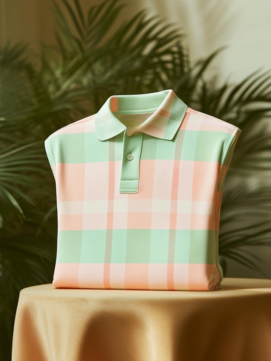 Men's Classic Business Logo Button Short Sleeve Polo Shirt