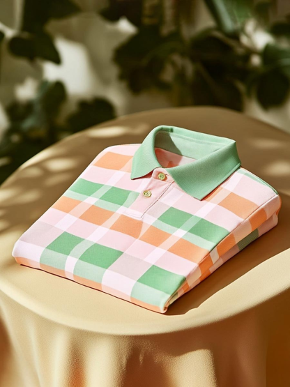 Men's Classic Business Logo Button Short Sleeve Polo Shirt