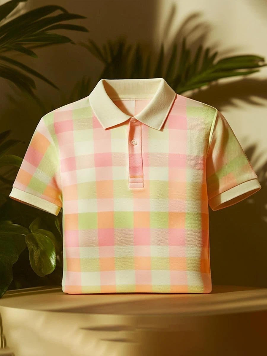Men's Classic Business Logo Button Short Sleeve Polo Shirt