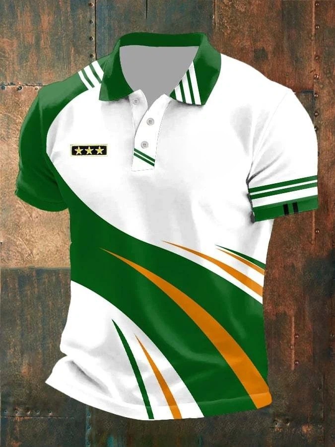 Men's Casual Business Contrast Polo