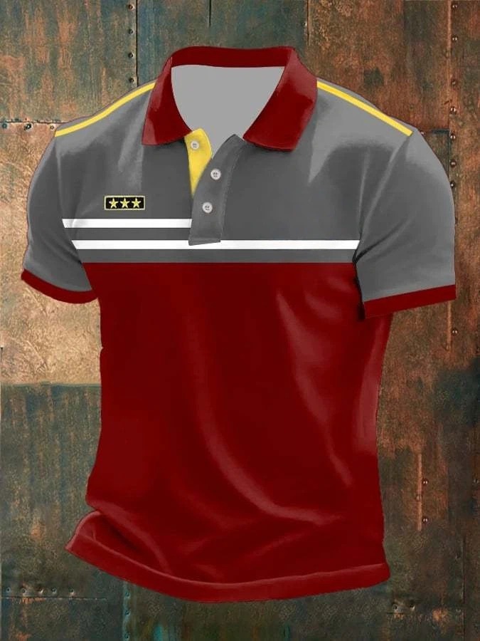 Men's Casual Business Contrast Polo