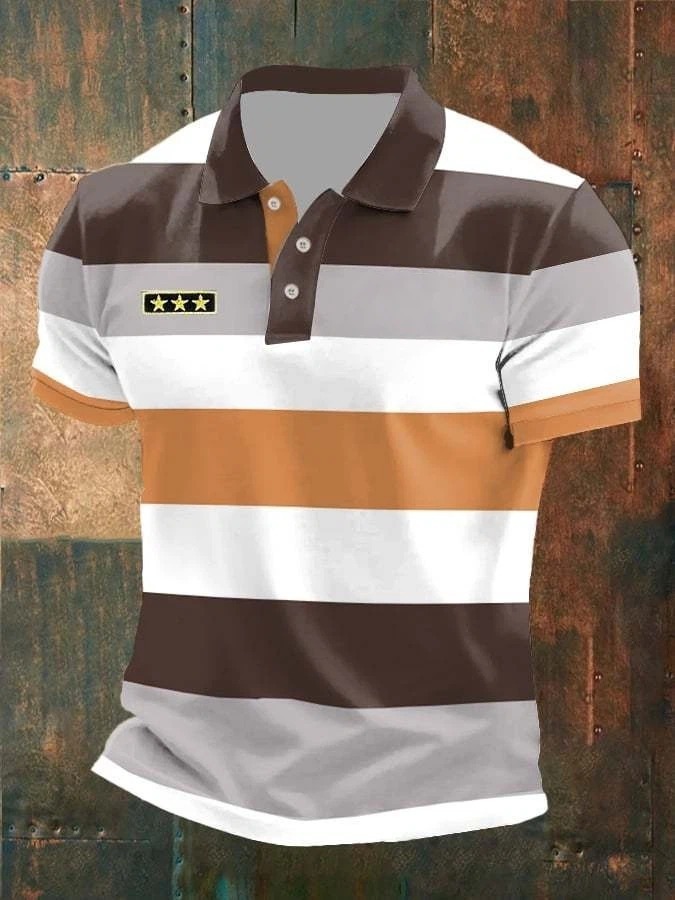 Men's Casual Business Contrast Polo