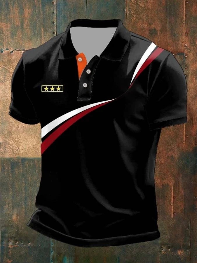 Men's Casual Business Contrast Polo