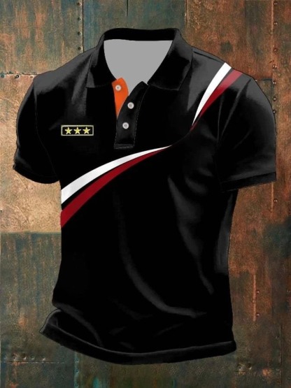 Men's Casual Business Contrast Polo
