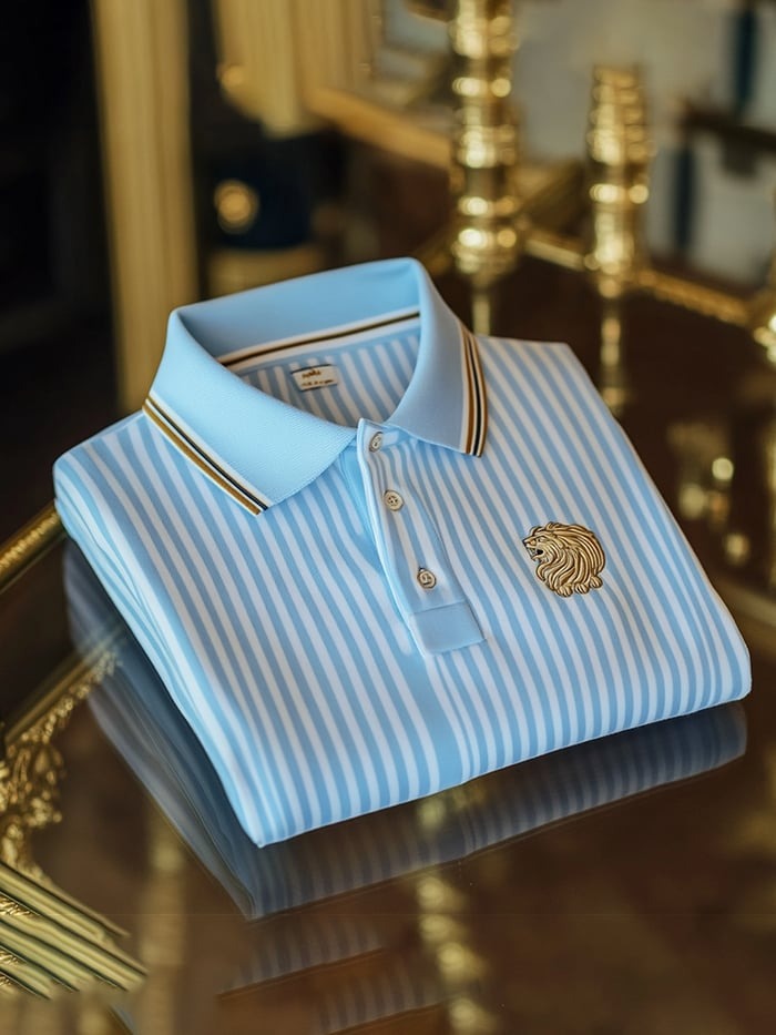 Men's Classic Business Logo Button Short Sleeve Polo Shirt