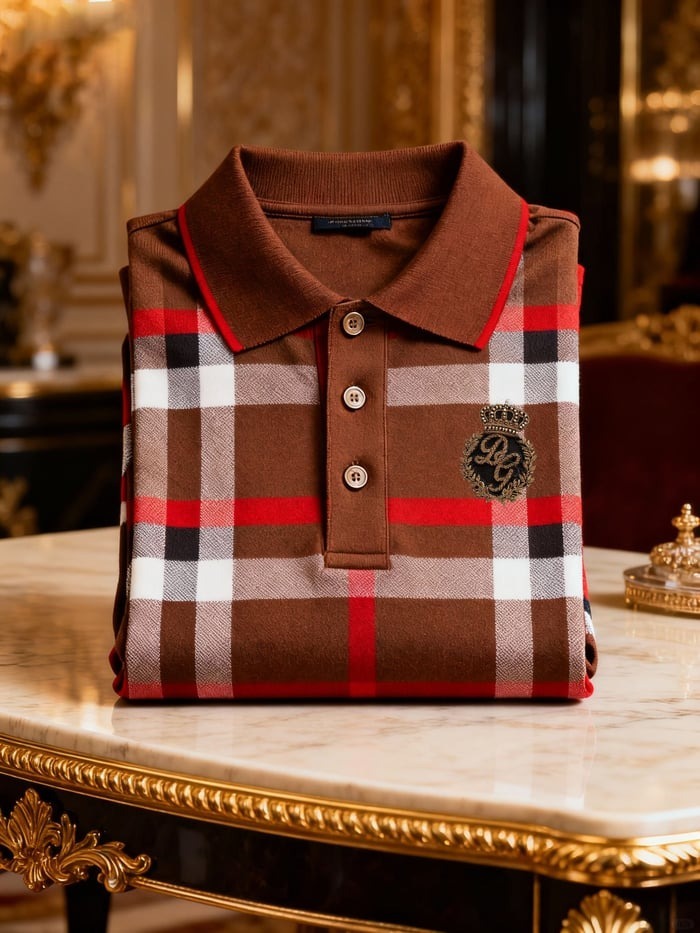 Men's Retro Business Logo Print Long Sleeve Polo Shirt