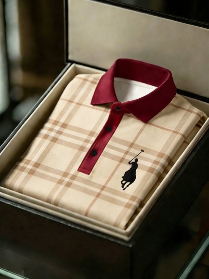 Men's Business Style Print Short Sleeved Polo Shirt