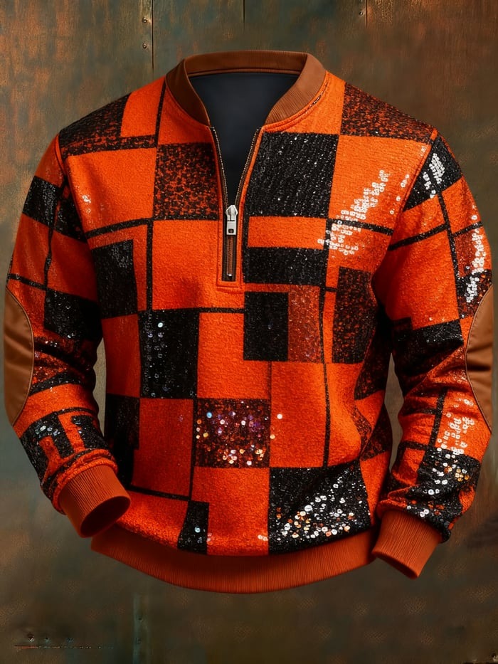 Men's Casual Geometric Color Block Print Sweatshirt