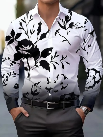 Men's Street Style Business Casual Printed Long Sleeve Shirt