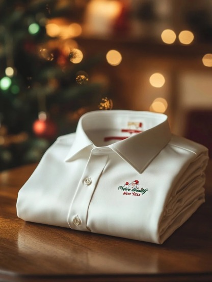 Men's Business New Year Christmas Printed Long Sleeve Shirt