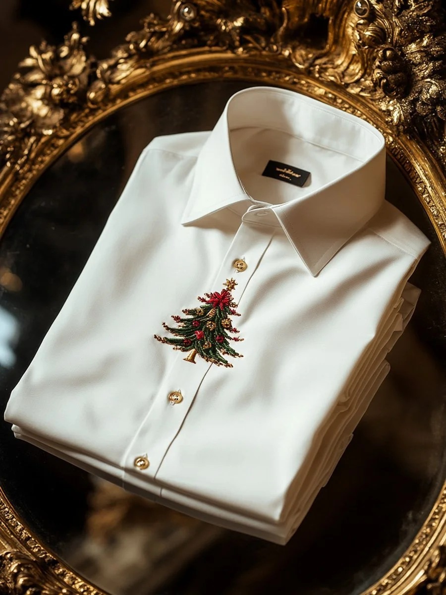 Men's Business Christmas Tree Long Sleeve Shirt