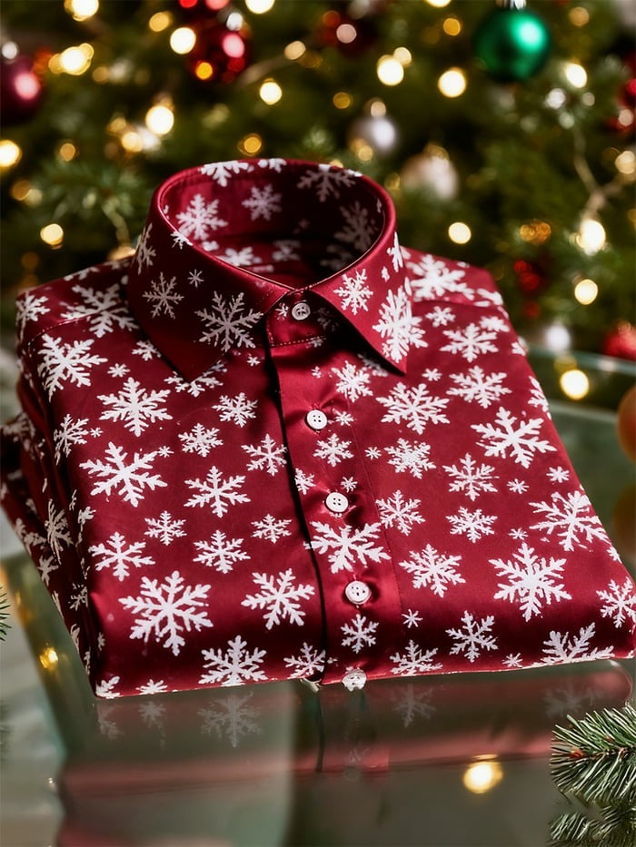 Men's Christmas Long Sleeve Button-Down Shirt