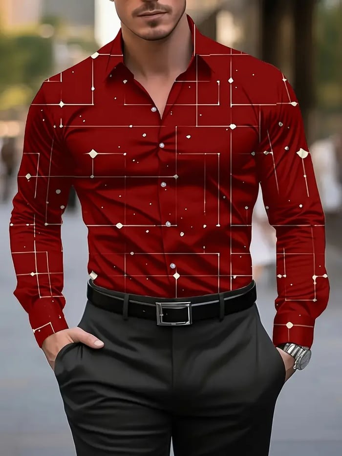 Men's Street Style Business Casual Printed Long Sleeve Shirt