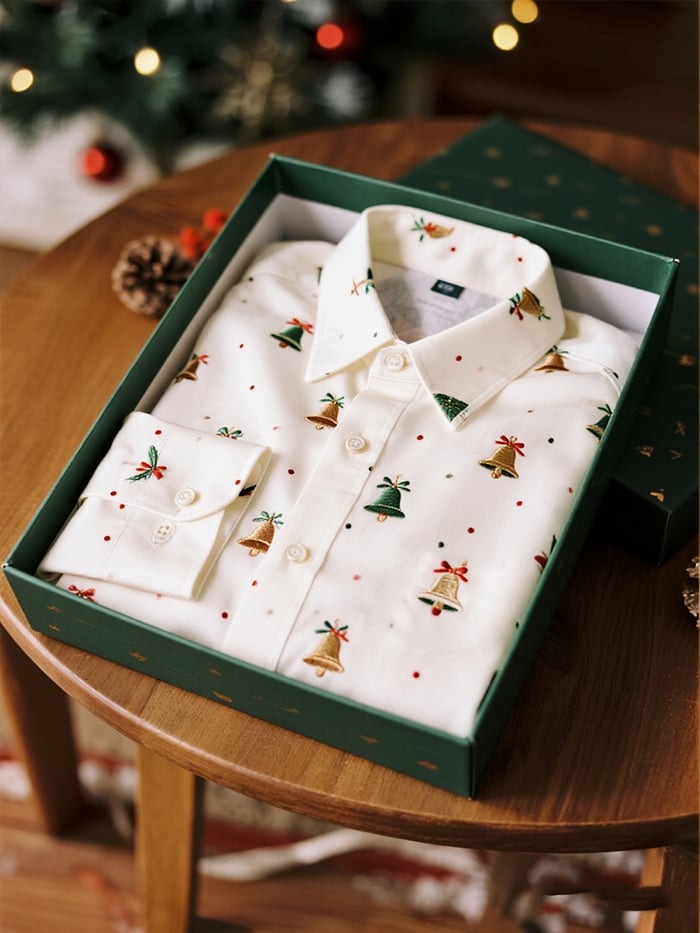 Men's Business Bell Christmas Long Sleeve Shirt