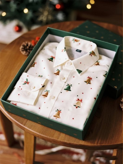 Men's Business Bell Christmas Long Sleeve Shirt