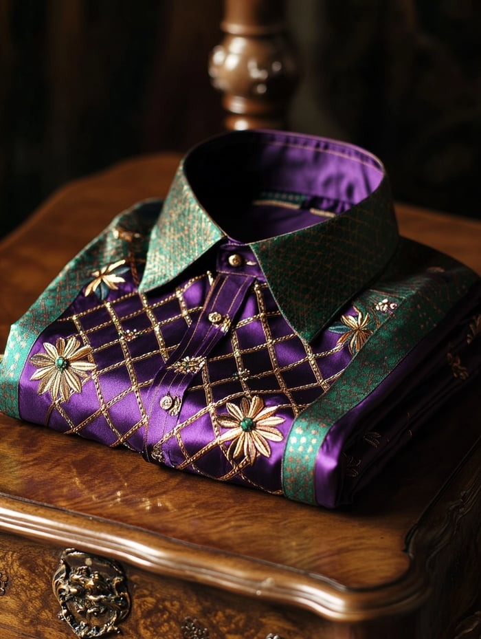 Men's Luxury Retro Carnival Lily Long-Sleeved Shirt