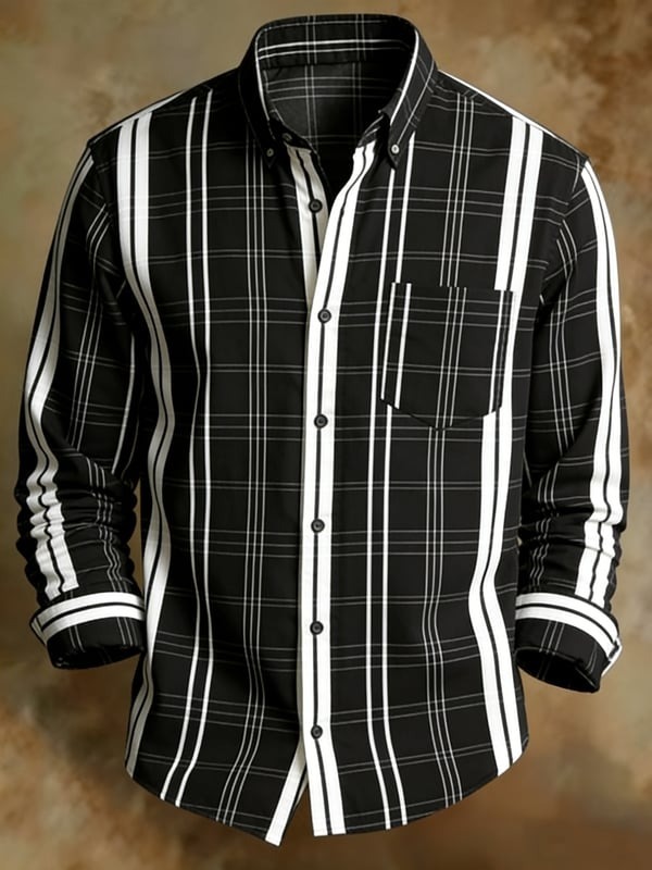 Men's Retro Abstract Art Print Pattern Business Style Shirt