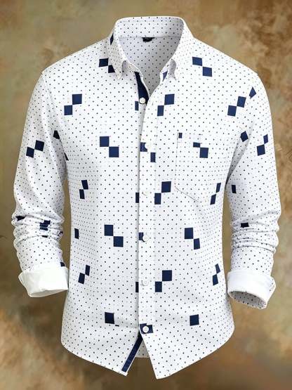 Men's Retro Abstract Art Print Comfortable Business Style Shirt