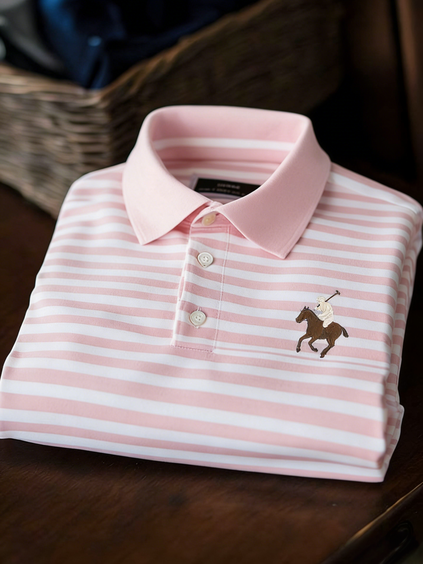 Men's Classic Business Check Logo Button Short Sleeve Polo Shirt