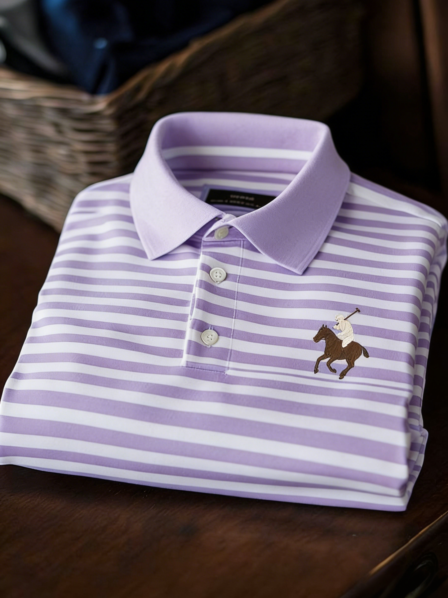 Men's Classic Business Check Logo Button Short Sleeve Polo Shirt