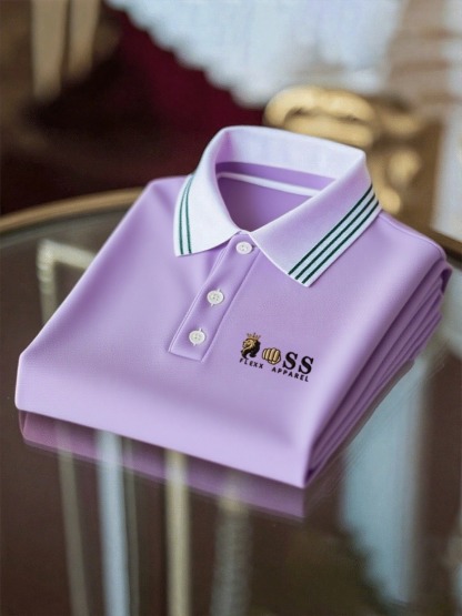 Men's Business Casual Printed Short Sleeve Polo Shirt