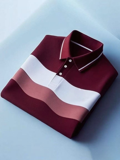 Men's Classic Business Logo Button Short Sleeve Polo Shirt