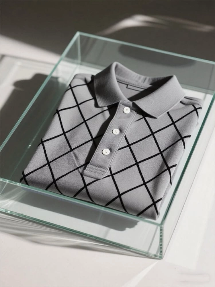 Men's Business Casual Button Short Sleeve Polo Shirt