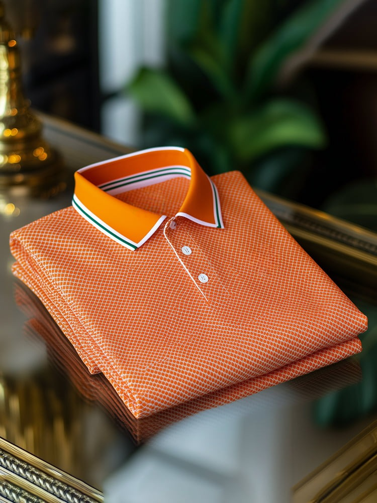 Men's Classic Business Logo Button Short Sleeve Polo Shirt