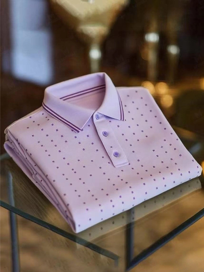 Men's Classic Business Logo Button Short Sleeve Polo Shirt