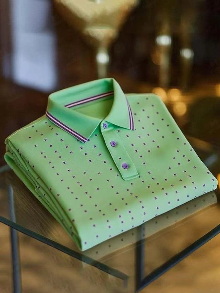 Men's Classic Business Logo Button Short Sleeve Polo Shirt