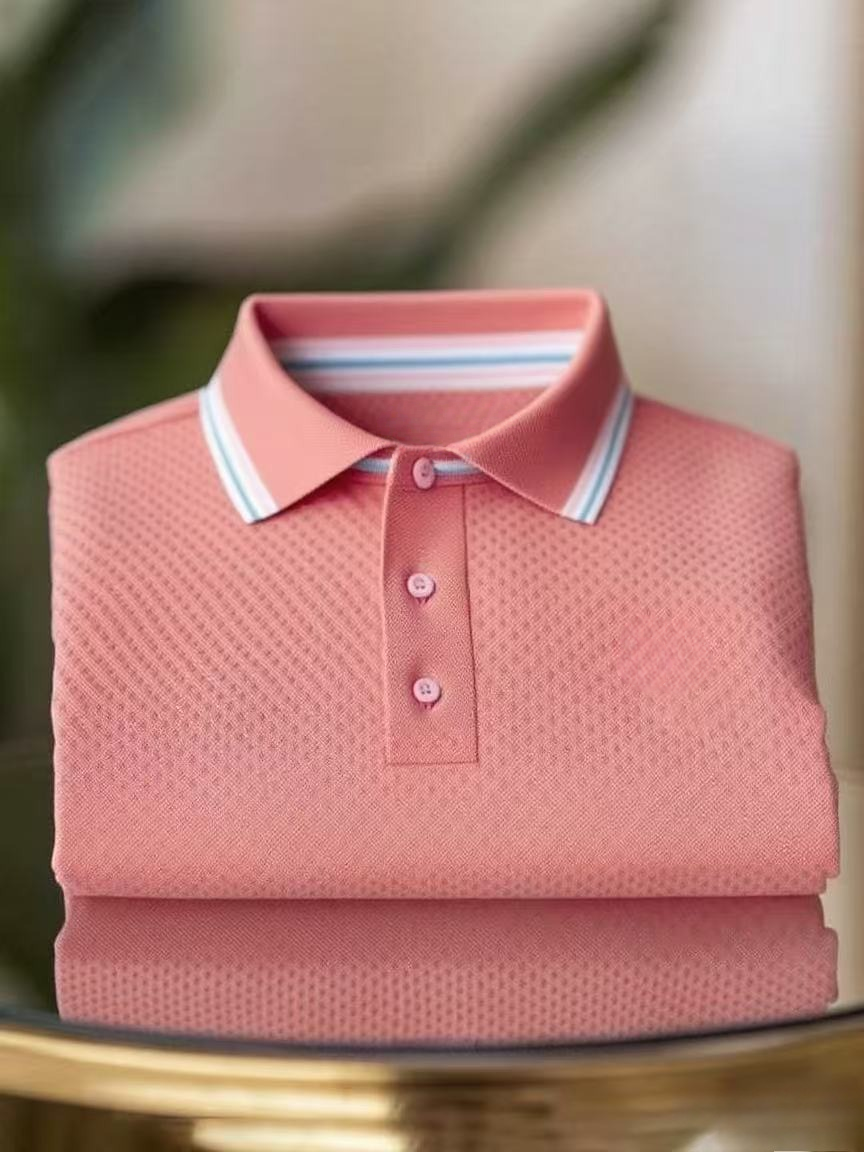 Men's Classic Business Logo Button Short Sleeve Polo Shirt