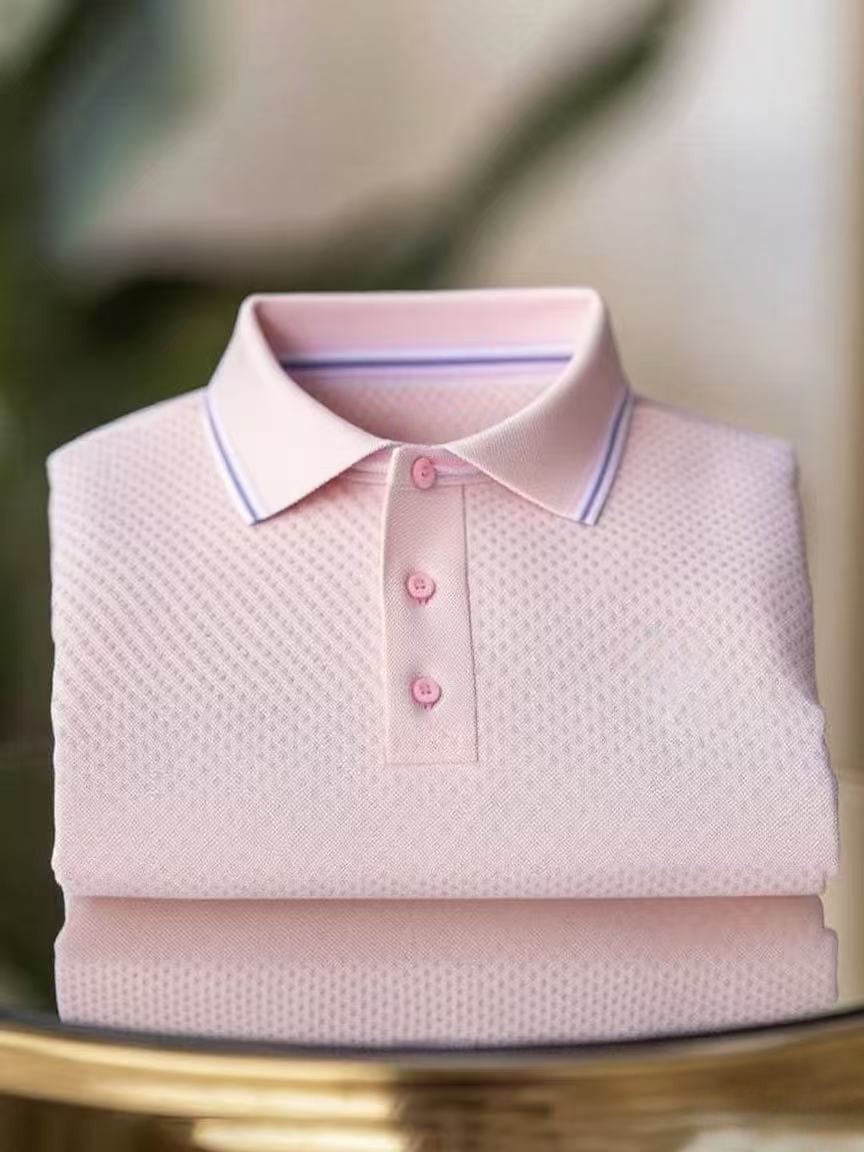 Men's Classic Business Logo Button Short Sleeve Polo Shirt