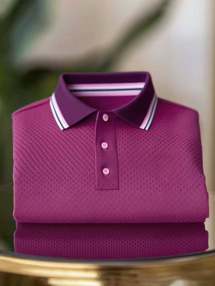Men's Classic Business Logo Button Short Sleeve Polo Shirt
