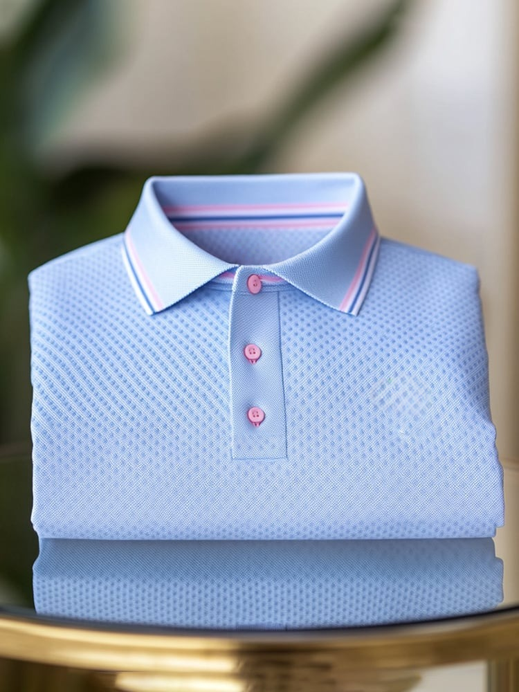 Men's Classic Business Logo Button Short Sleeve Polo Shirt