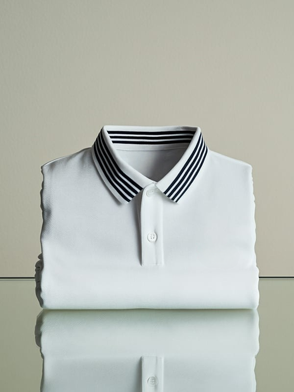 Men's Classic Business Solid Logo Button Short Sleeve Polo Shirt