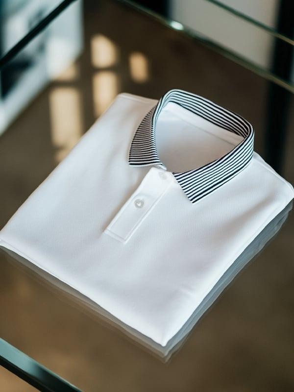 Men's Classic Business Solid Logo Button Short Sleeve Polo Shirt