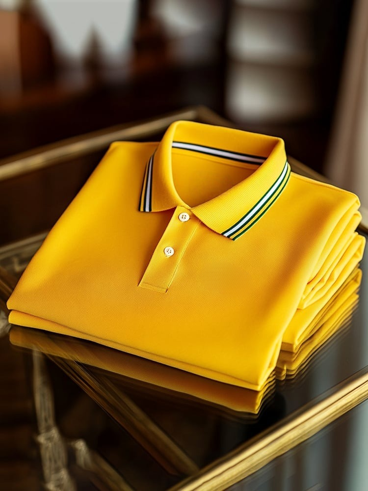 Men's Business Casual Logo Button Short Sleeve Polo Shirt