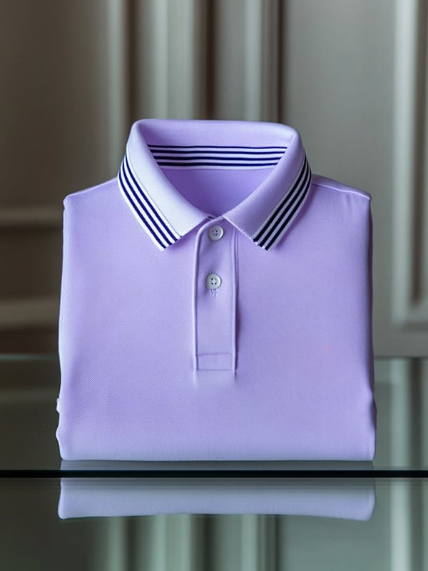 Men's Classic Business Solid Logo Button Short Sleeve Polo Shirt